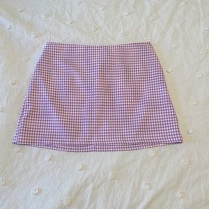 Purple and white gingham mini skirt